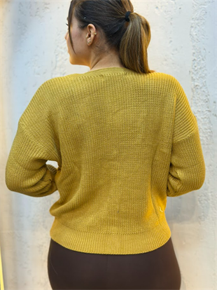 Üç Düğmeli Crop Hırka Camel