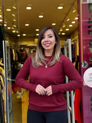 Yaka Kol Ajurlu Kaşmir Bluz Bordo