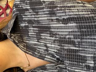 Yakalı Batik Elbise Siyah