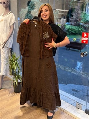Yelekli Elbise Takımı Acı Kahve