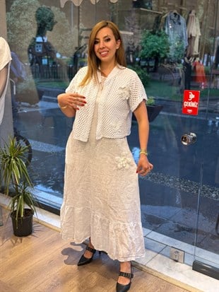 Yelekli Elbise Takımı Beyaz