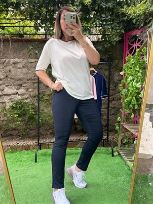 Yüksek Bel Gabardin Pantolon Lacivert