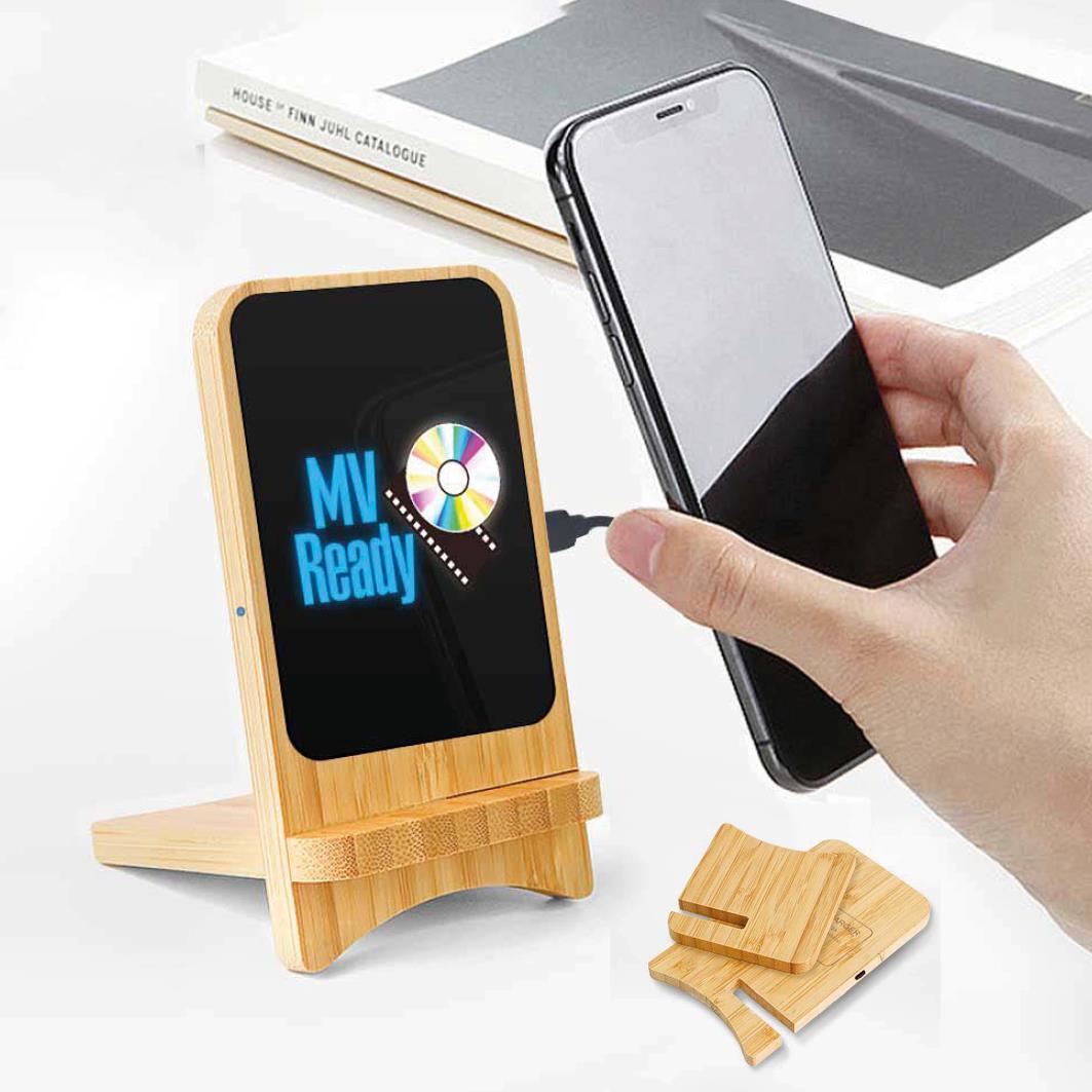 Kıbrıs Bambu Telefon Standlı Wireless Şarj Cihazı