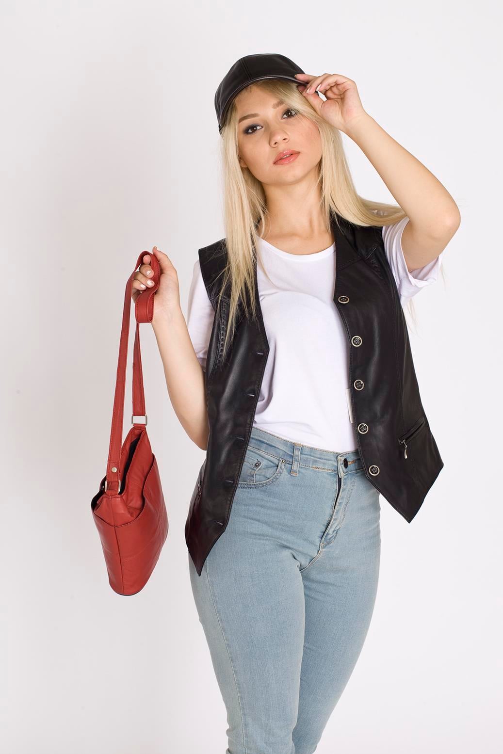 Bayan Gerçek Deri Yelek