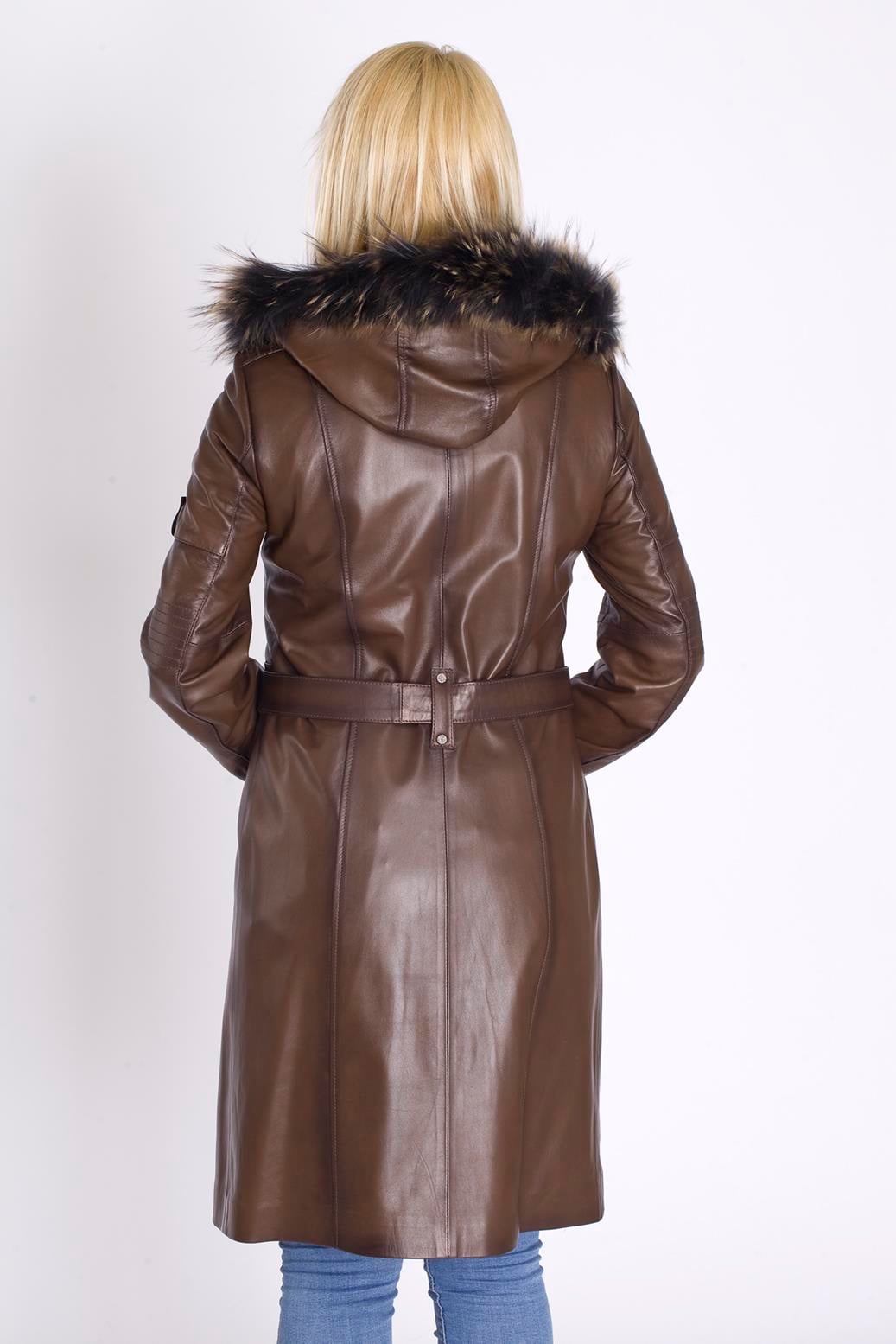 Bayan Hakiki Deri Trençkot