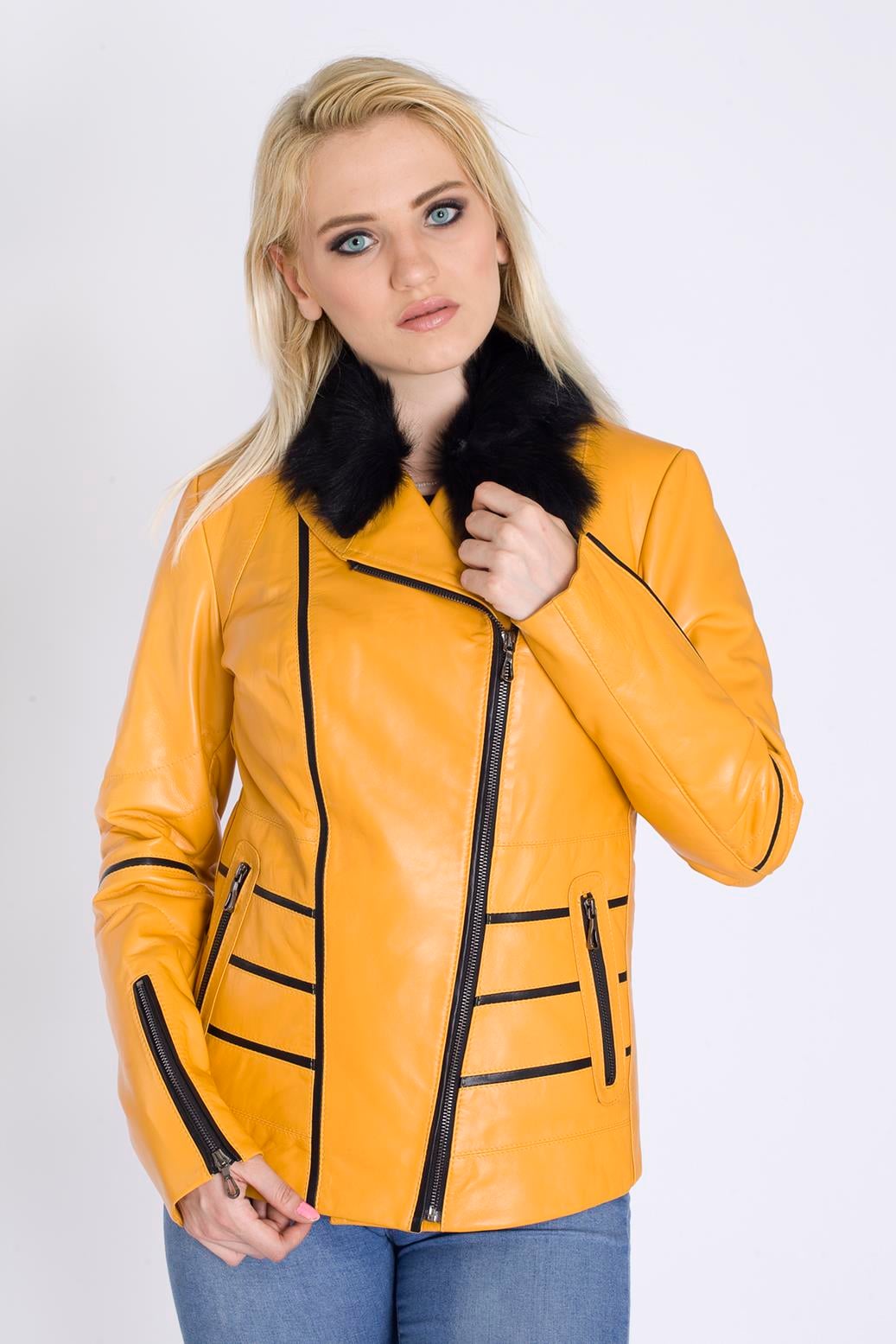 Bayan Kürklü Deri Mont