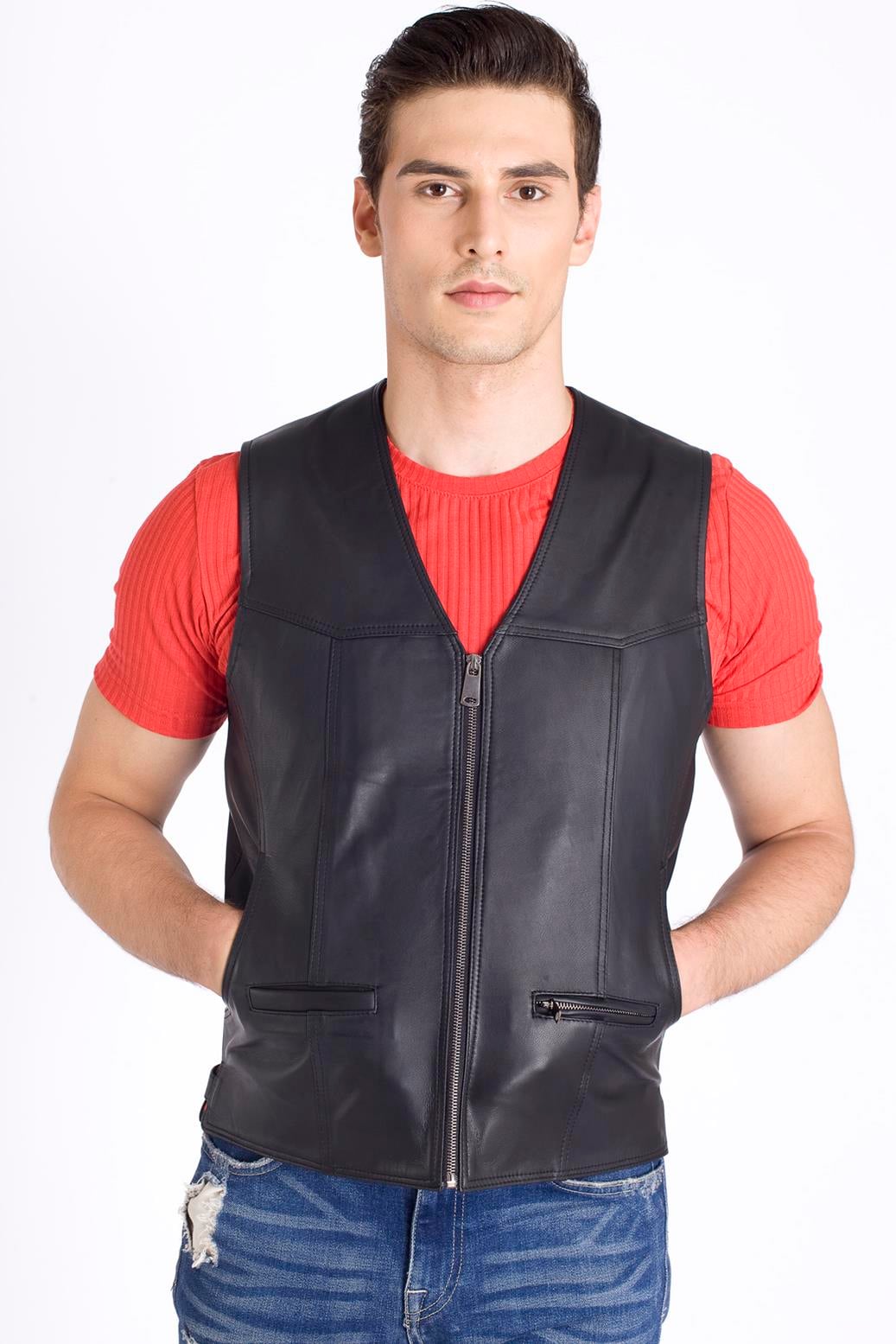 Gerçek Deri Erkek Yelek