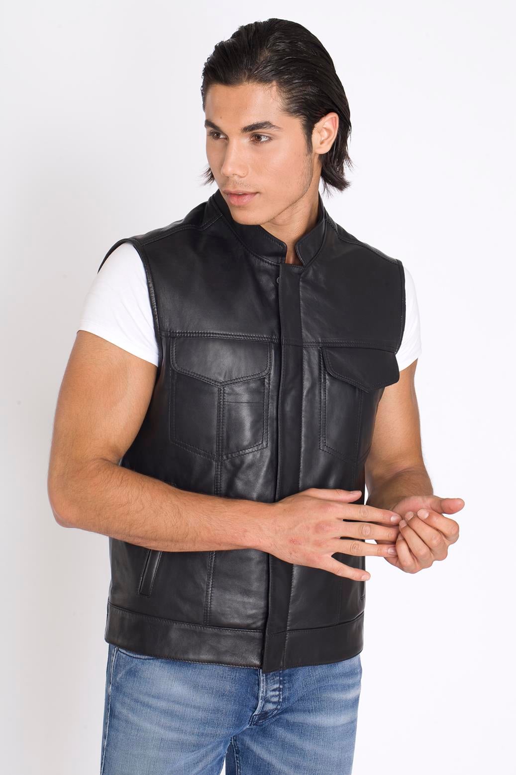 Hakim Yaka Deri Yelek