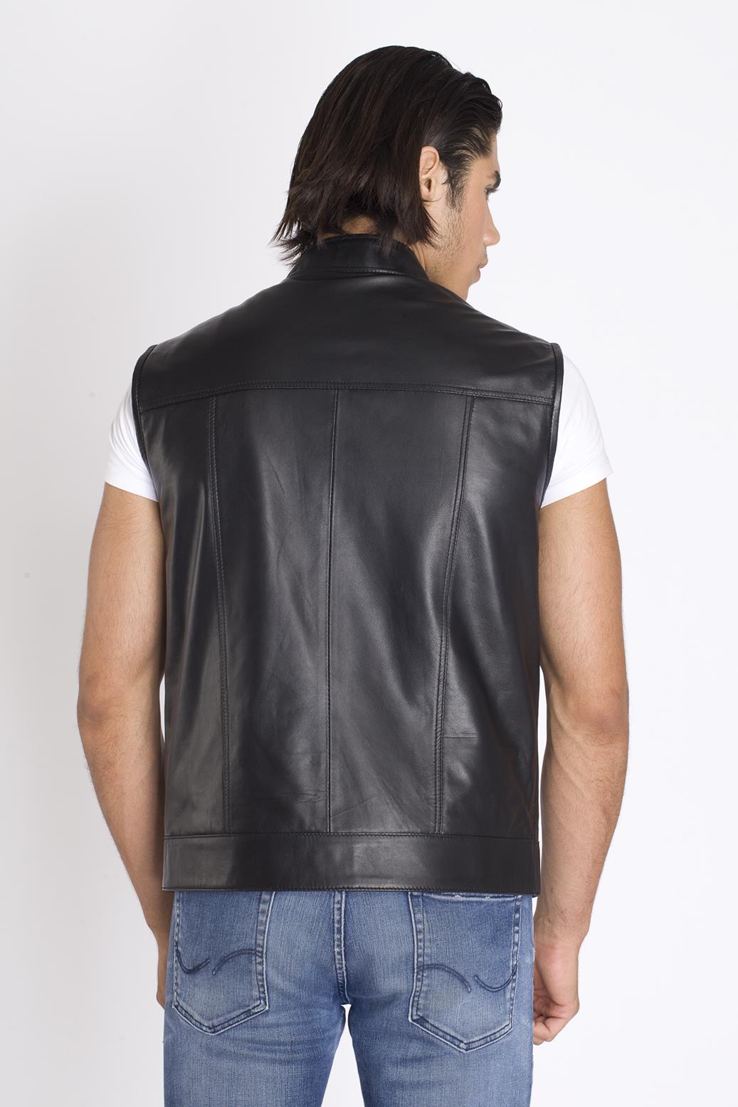 Hakim Yaka Deri Yelek