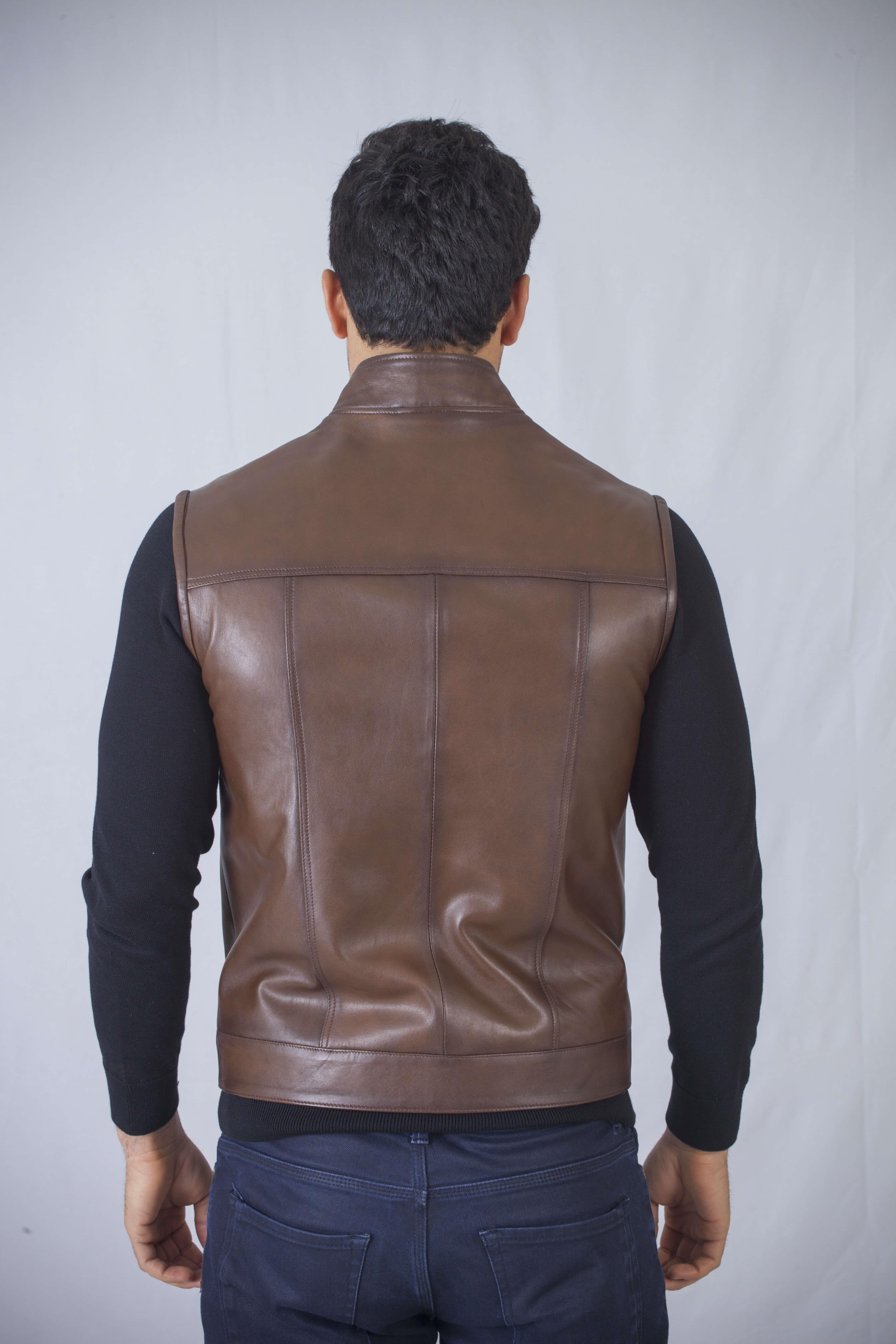 Hakim Yaka Gerçek Deri Yelek