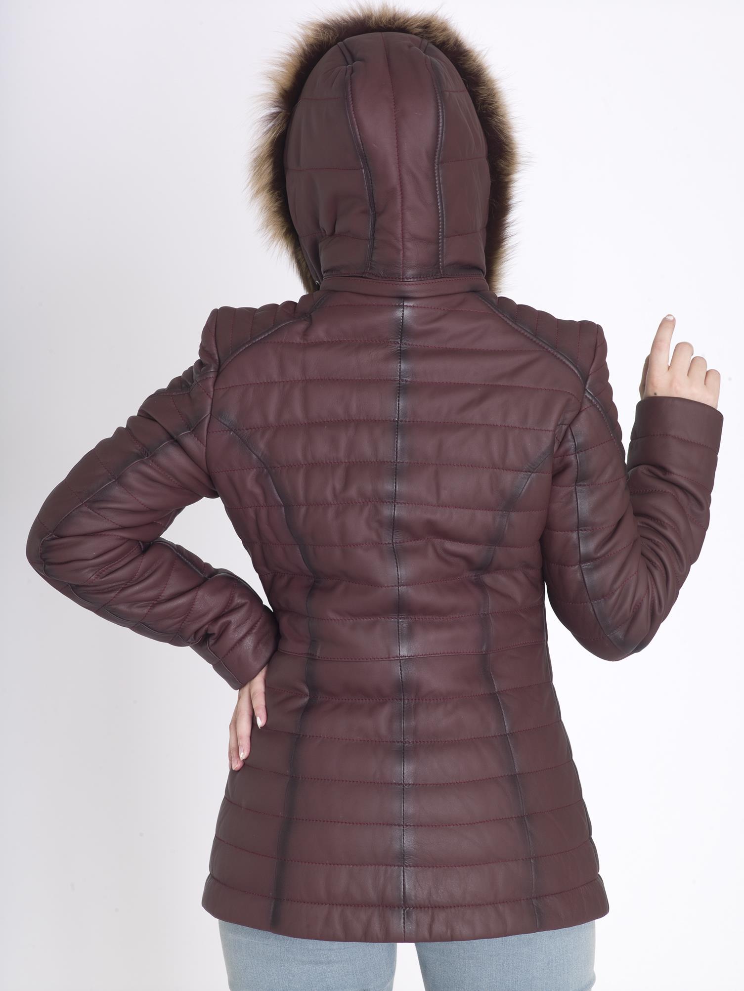 Kadın Gerçek Deri Şişme Kaban