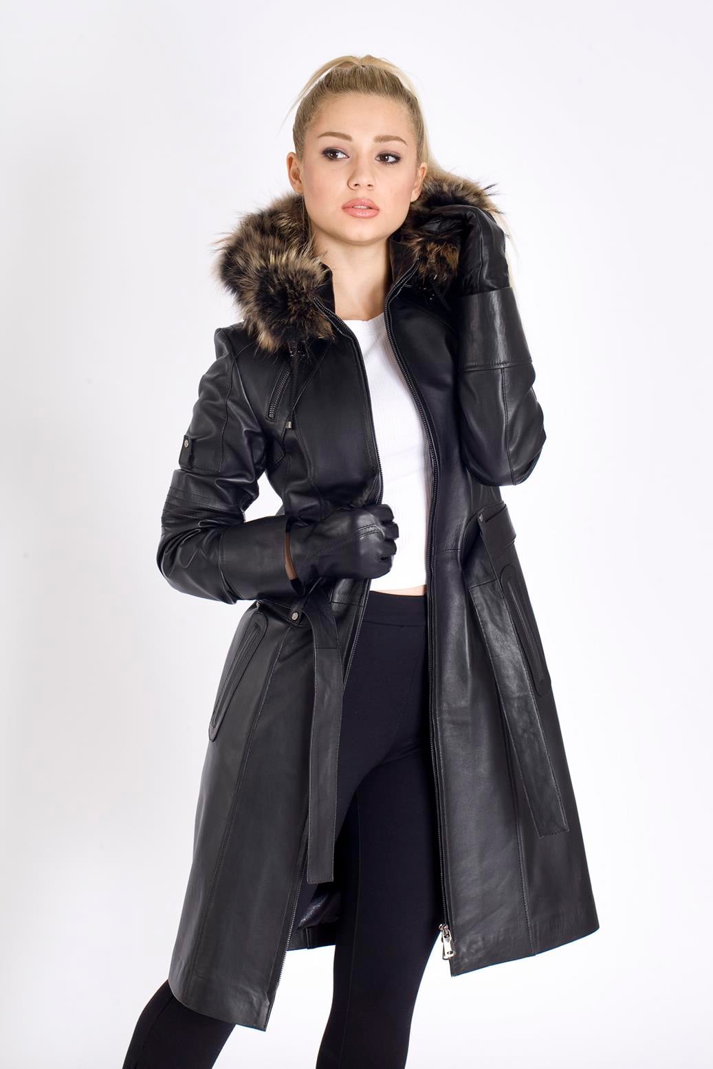 Kadın Gerçek Deri Trençkot