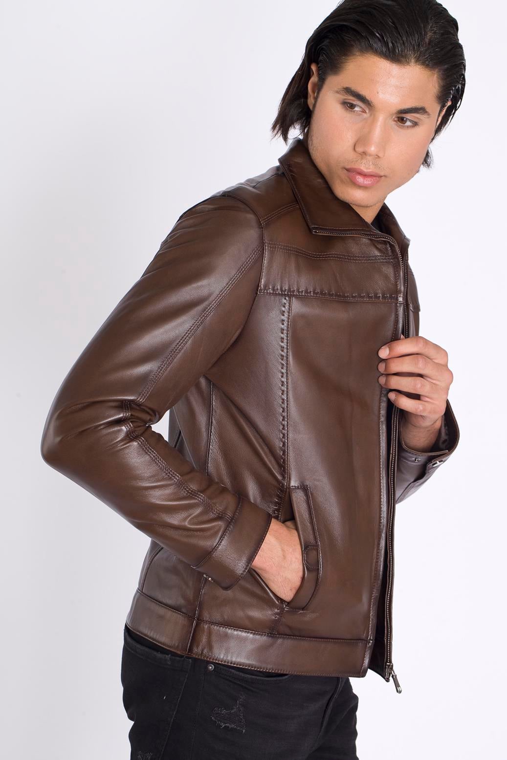 Klasik Gerçek Deri Mont