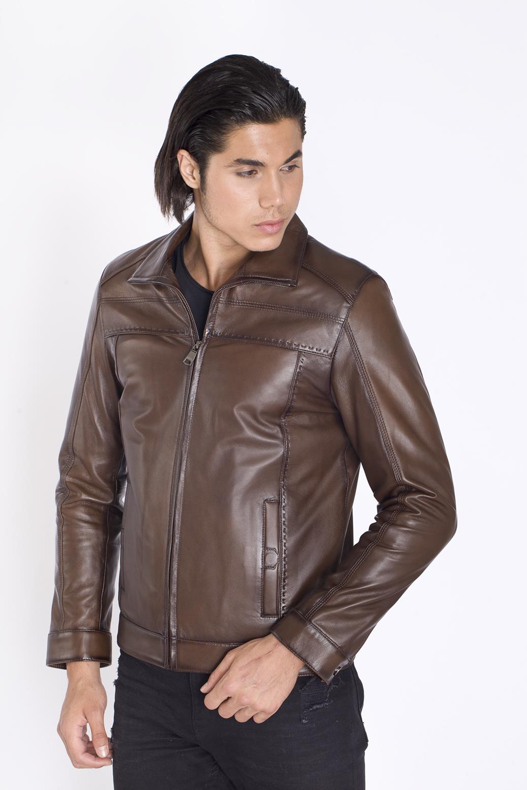 Klasik Gerçek Deri Mont