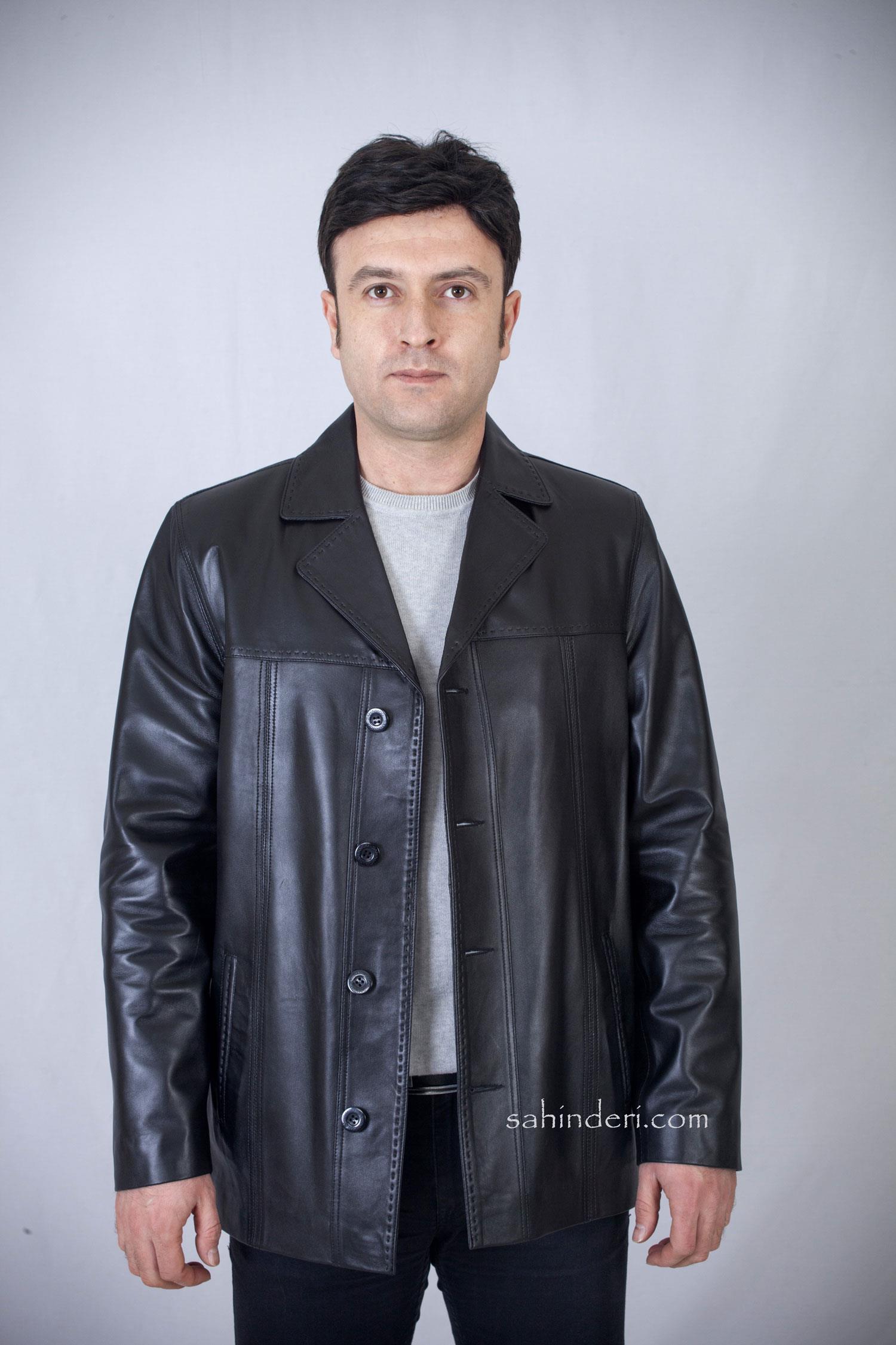 Klasik Sade Deri Ceket