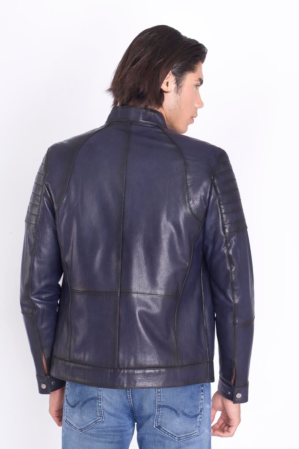 Lacivert Yeni Model Spor Deri Mont