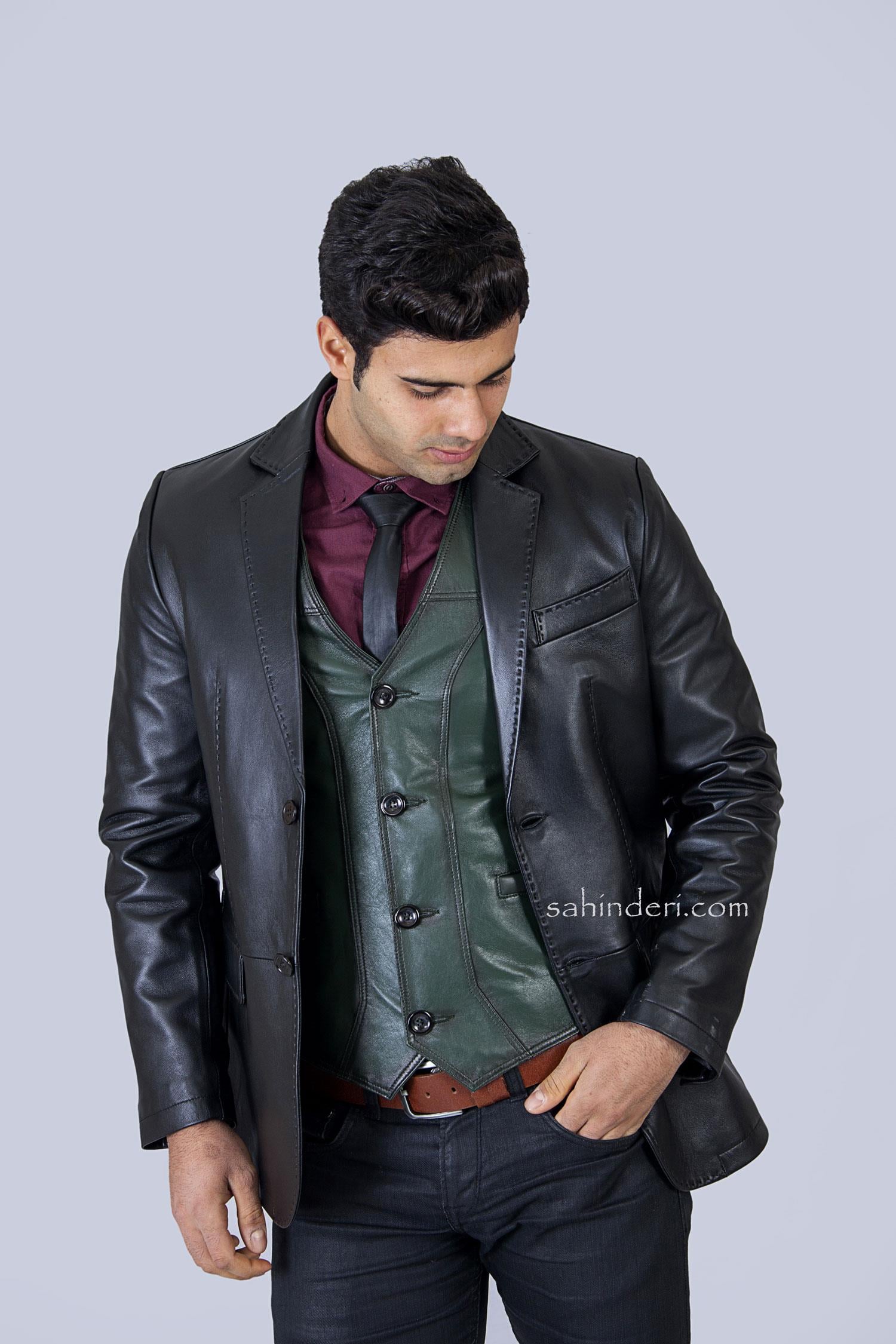 Puntolu Slim Fit Deri Ceket