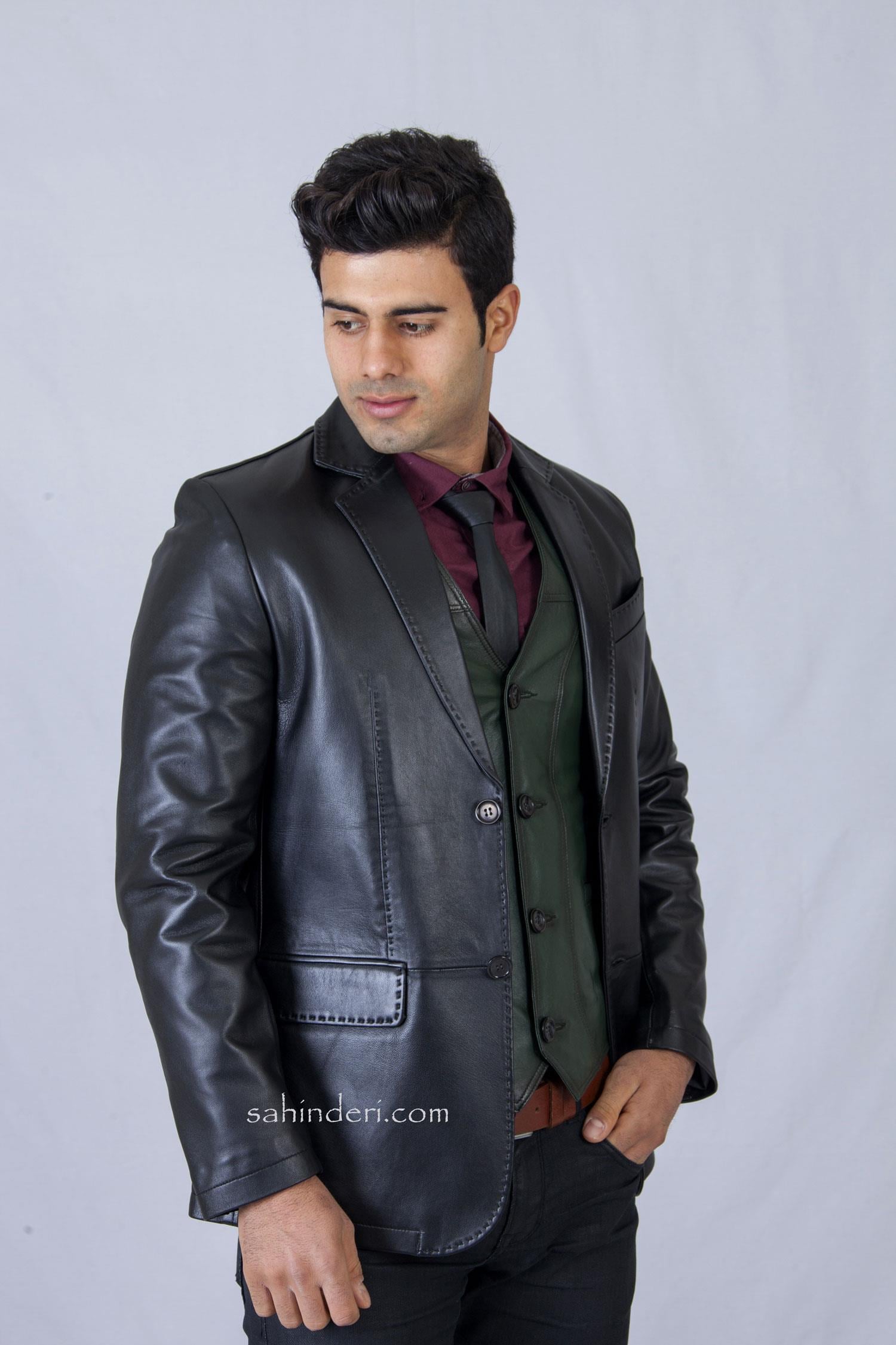 Puntolu Slim Fit Deri Ceket