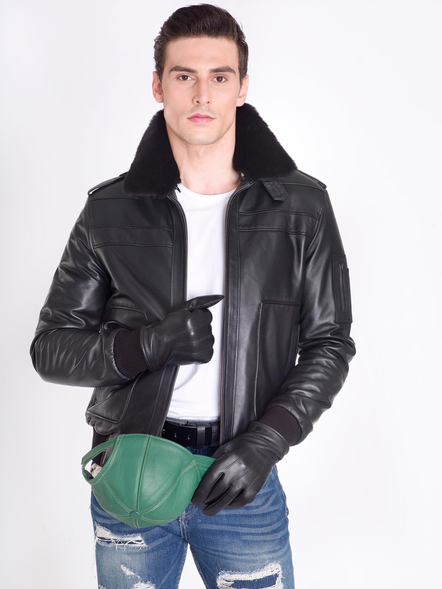 Siyah Gerçek Deri Pilot Mont