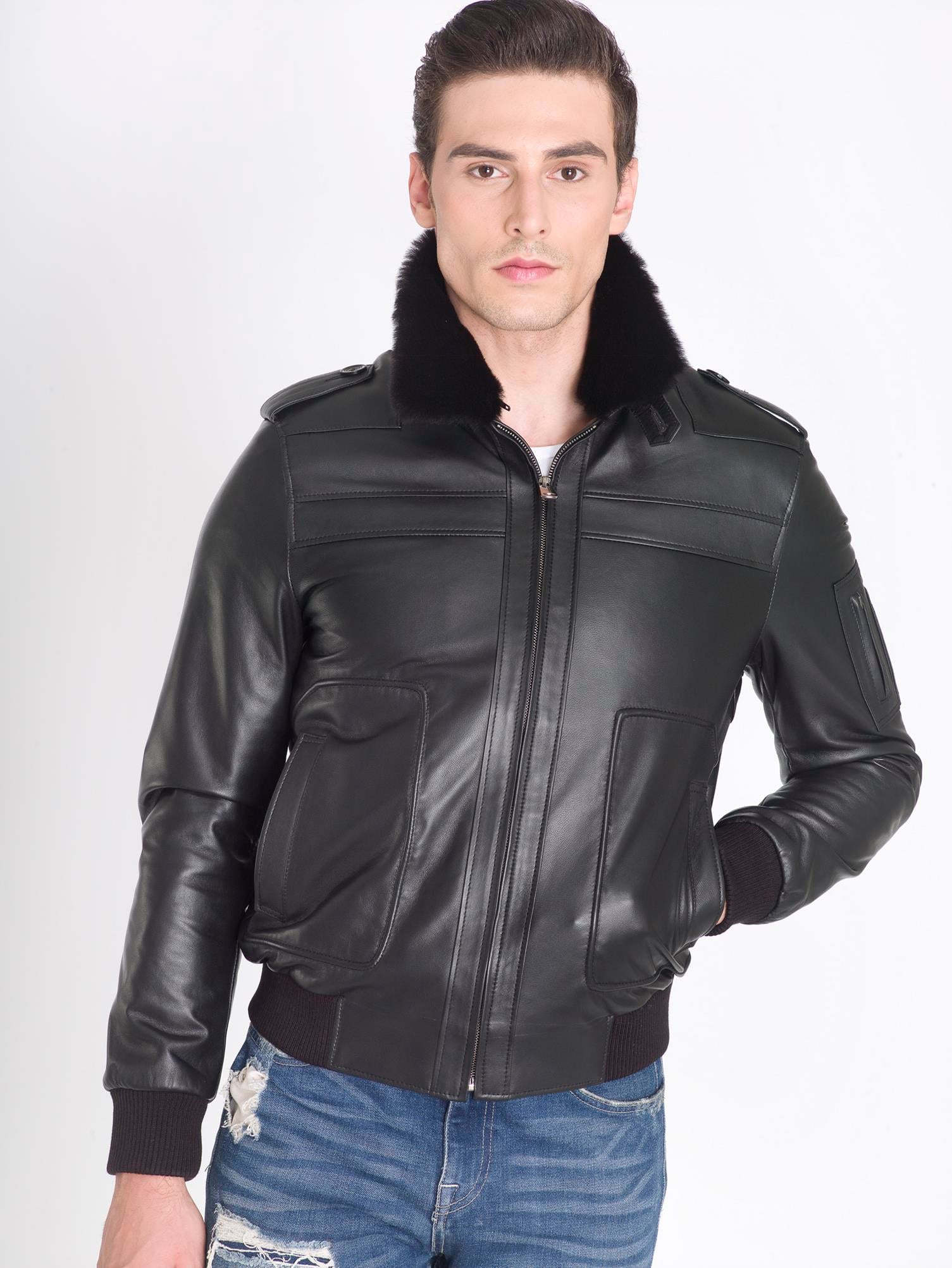 Siyah Gerçek Deri Pilot Mont