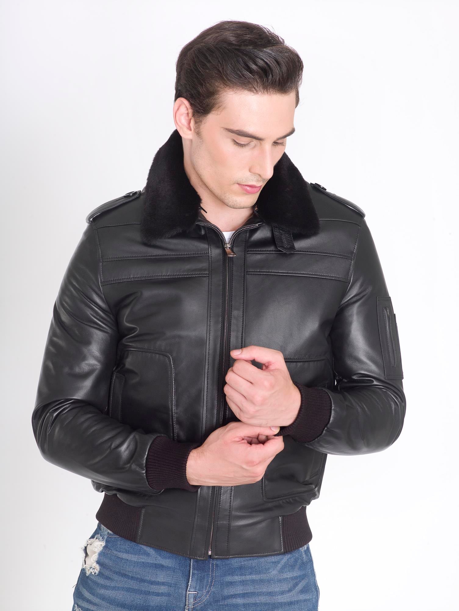 Siyah Gerçek Deri Pilot Mont