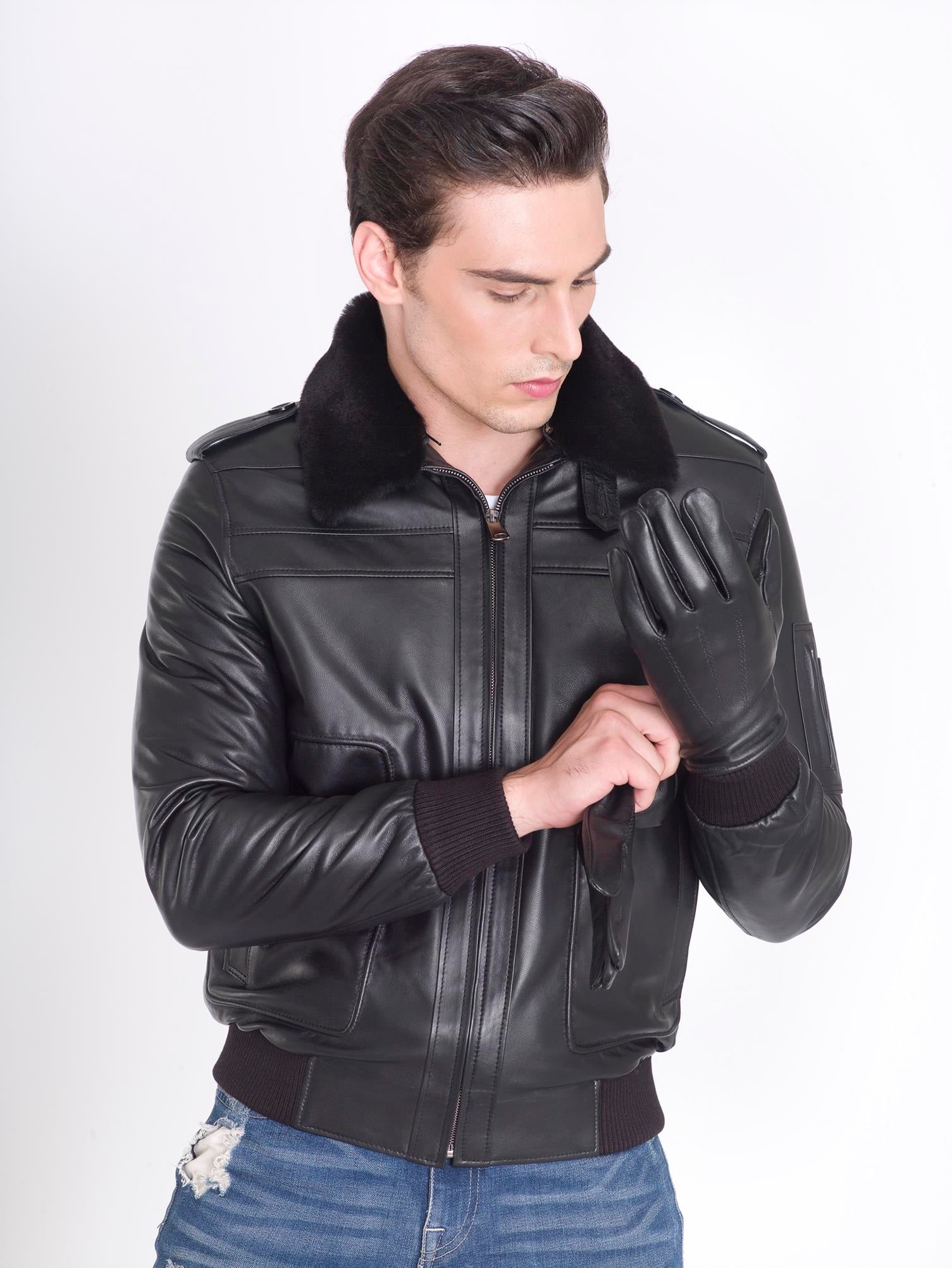 Siyah Gerçek Deri Pilot Mont