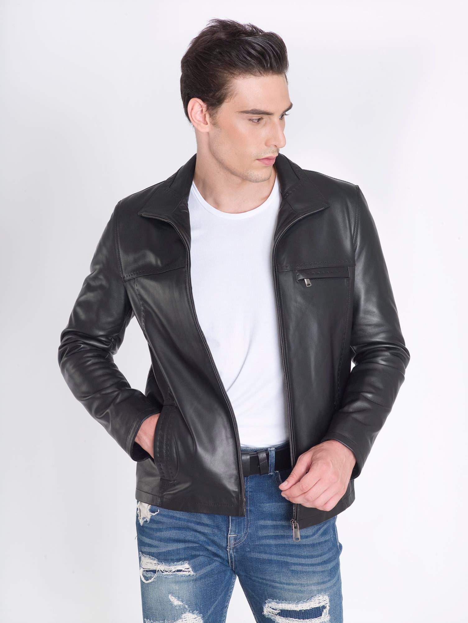 Siyah Klasik Gerçek Deri Mont