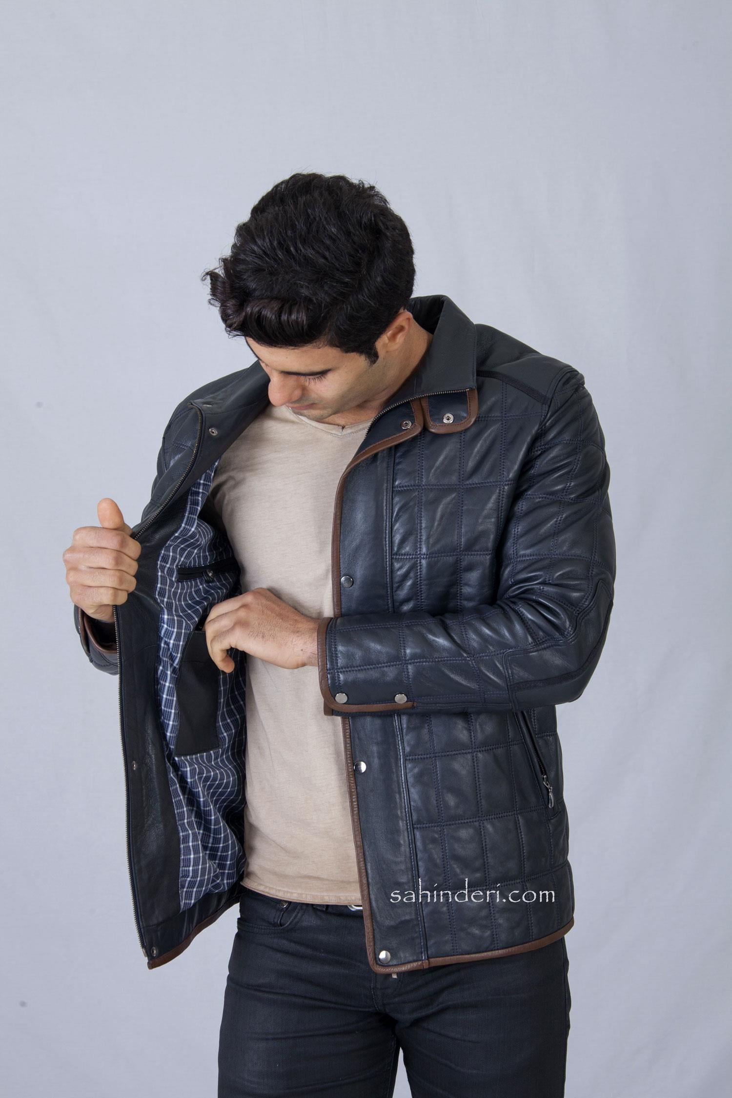 Siyah Slim Fit Hakiki Deri Ceket