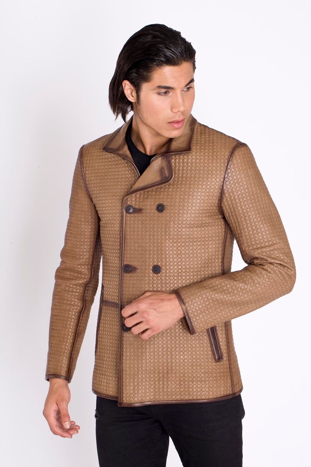 Slim Fit Yeni Tarz Hakiki Deri Kaban