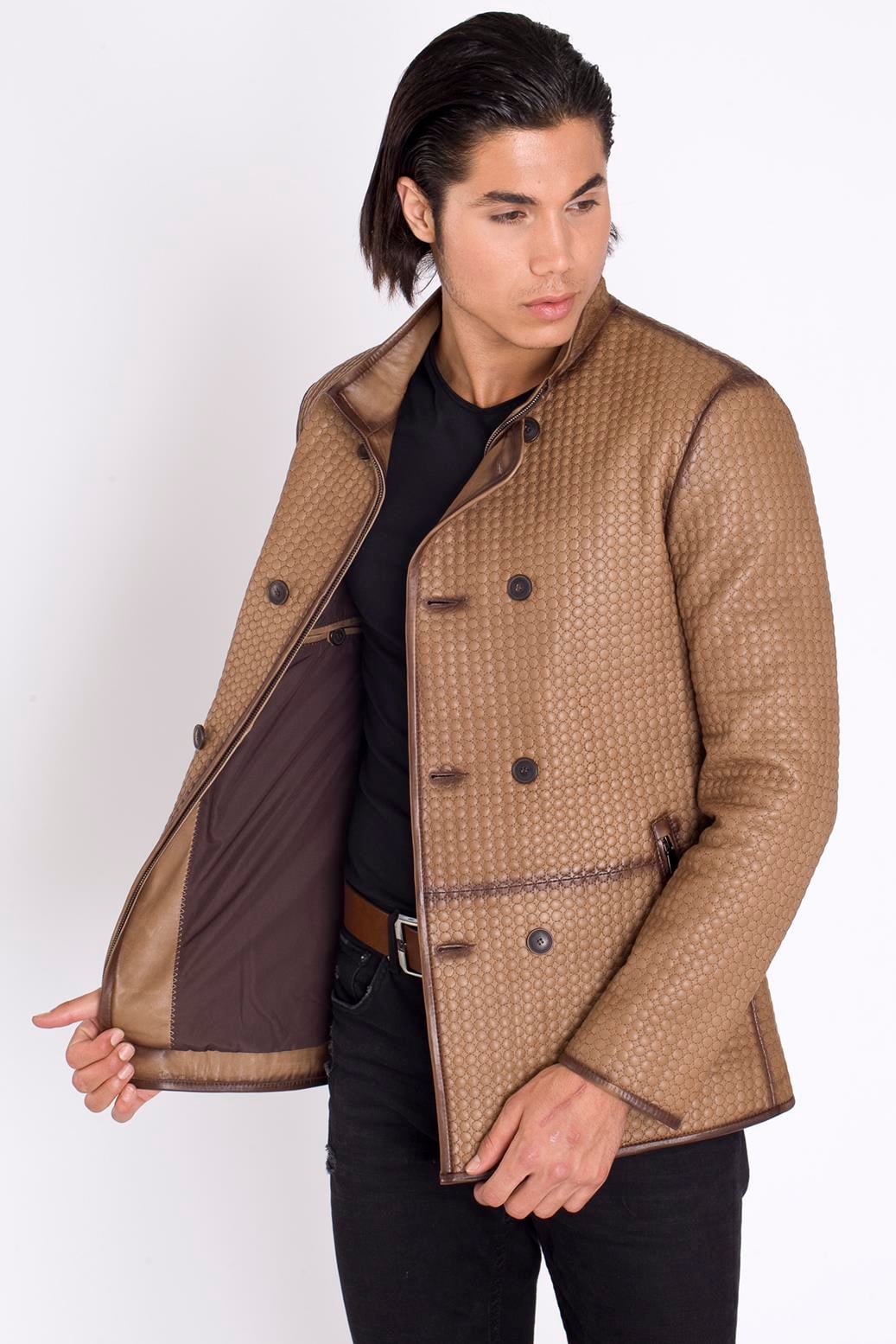 Slim Fit Yeni Tarz Hakiki Deri Kaban