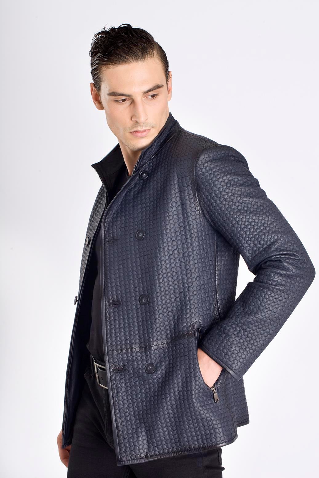 Spor Slim Fit Hakiki Deri Mont
