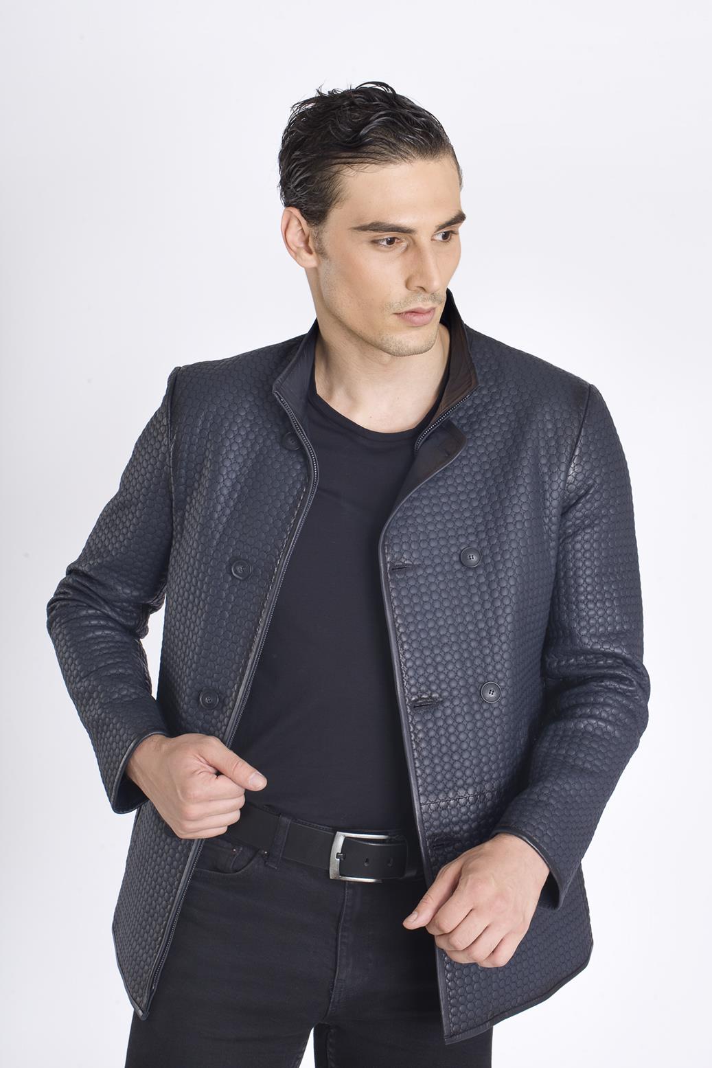 Spor Slim Fit Hakiki Deri Mont