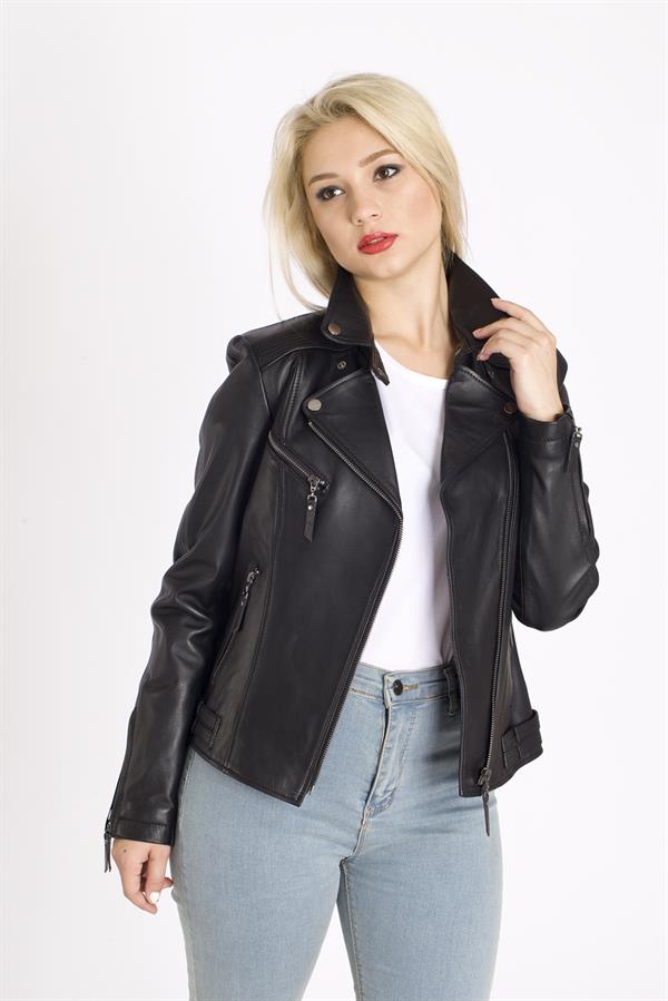 Bayan Biker Hakiki Deri Mont