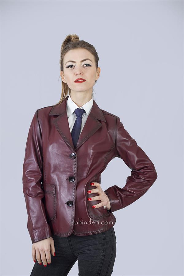 Bayan Gerçek Deri Blazer Ceket