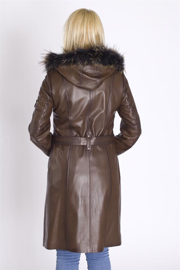 Bayan Hakiki Deri Trençkot