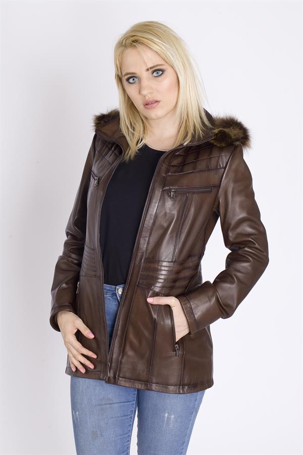 Bayan Kışlık Gerçek Deri Kaban