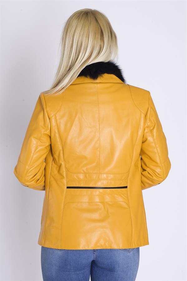 Bayan Kürklü Deri Mont