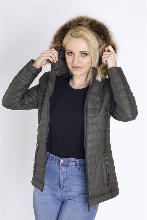 Bayan Şişme Orijinal Deri Mont