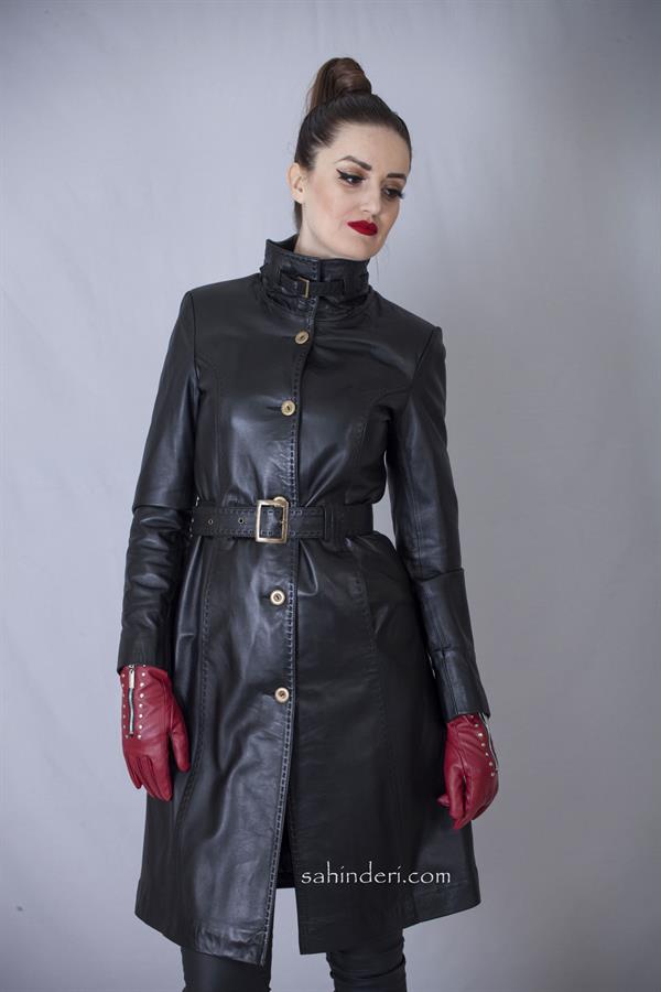 Bayan Uzun Hakiki Deri Mont