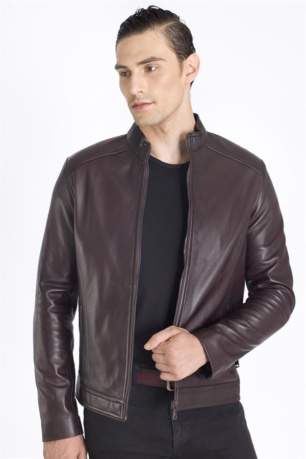 Cepsiz Kol Fermarlı Hakiki Deri Mont