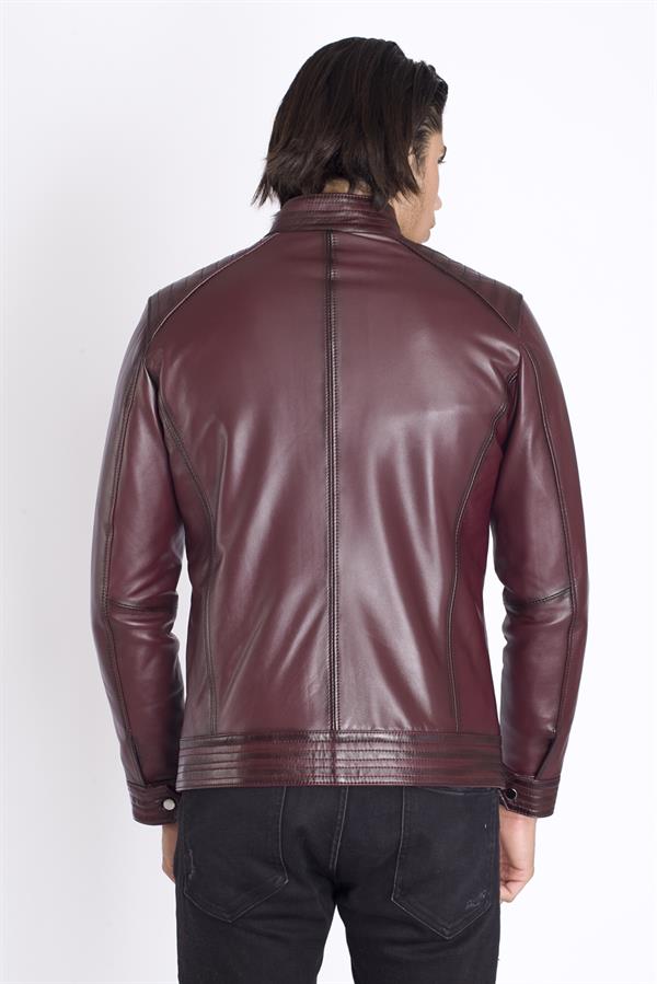 Erkek Bordo Hakiki Deri Mont