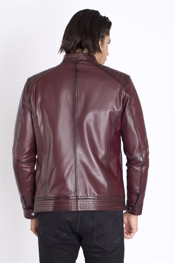 Erkek Bordo Hakiki Deri Mont