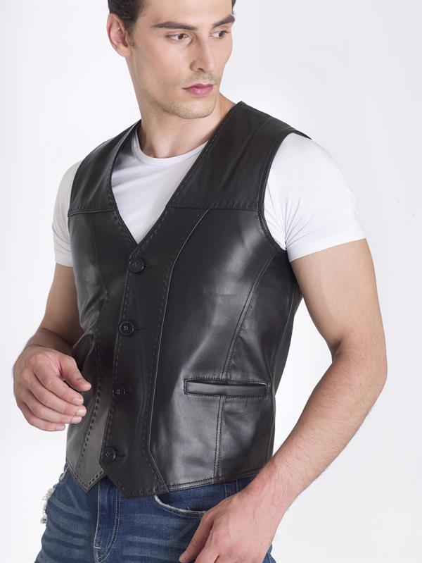 Erkek Deri Yelek