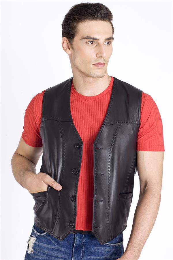 Erkek Deri Yelek