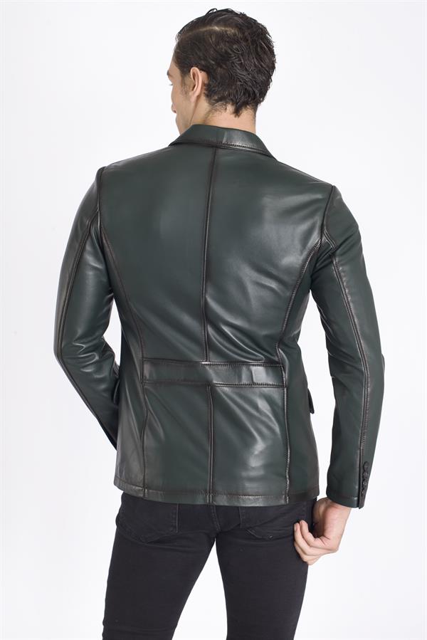 Erkek Düğmeli Gerçek Deri Ceket