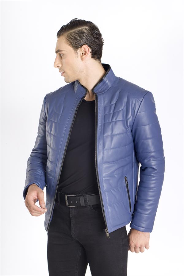 Erkek Mavi Orijinal Deri Mont