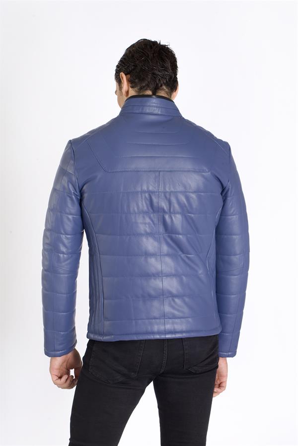 Erkek Mavi Orijinal Deri Mont