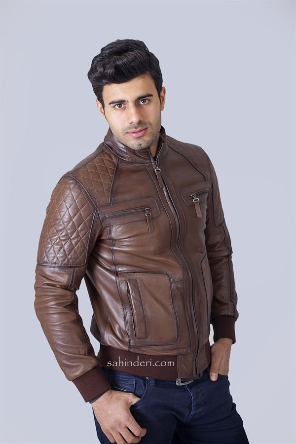 Erkek Trikolu Orijinal Deri Mont 