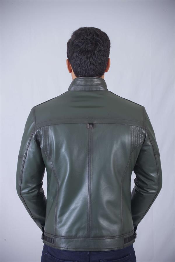 Erkek Yeşil Orijinal Deri Mont