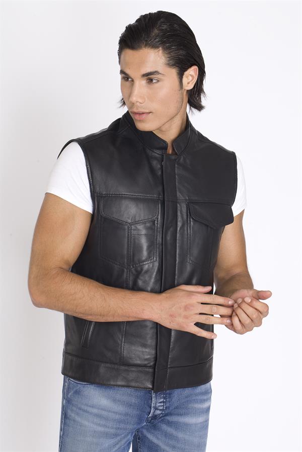 Hakim Yaka Deri Yelek